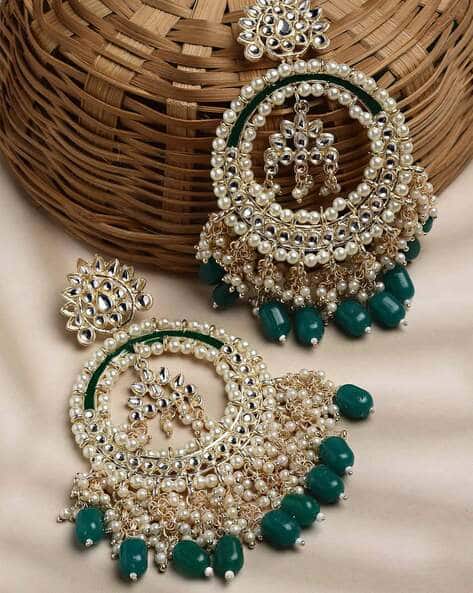 Crystal Studded Beaded Dangler Earrings