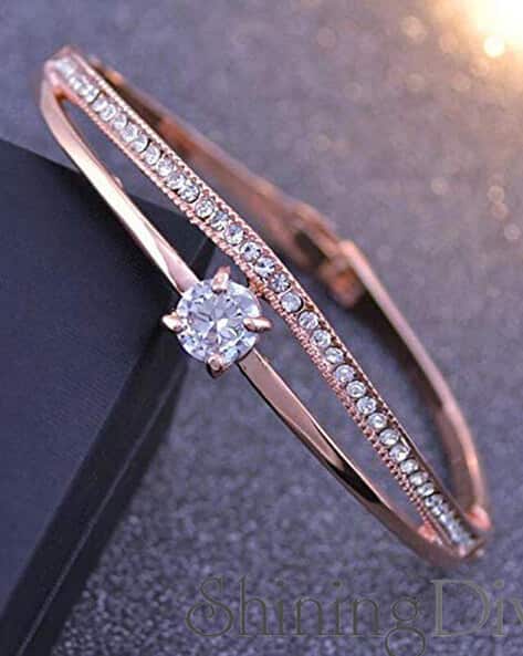 9814B Gold-Plated Crystal-Studded Bangle