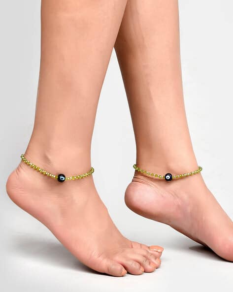 Evil Eye Beaded Chain Anklet