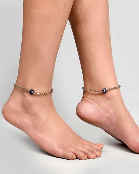 Evil Eye Beaded Chain Anklets