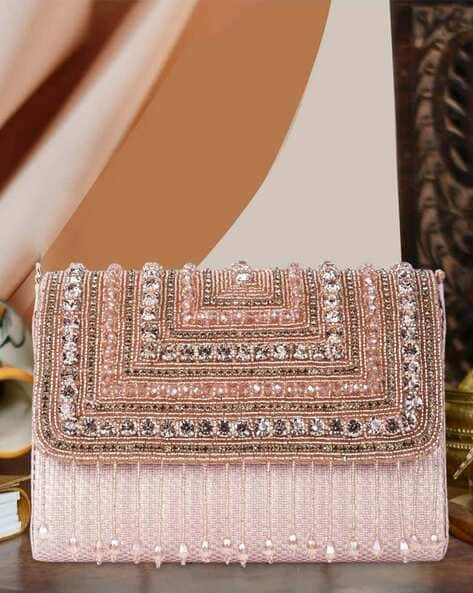 Women Embellished Stone-Studded Clutch