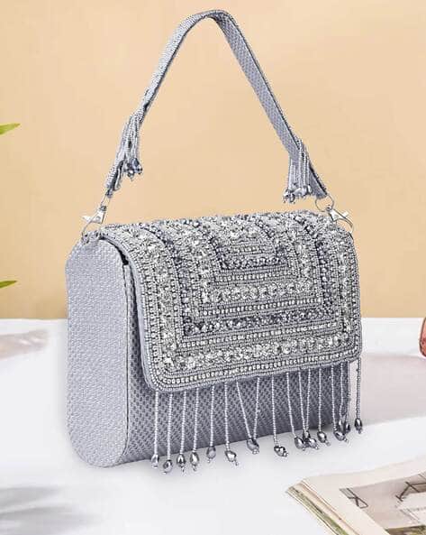 Women Embellished Stone-Studded Clutch