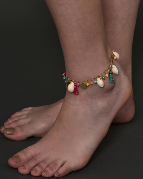 Beaded Anklet with Tassels
