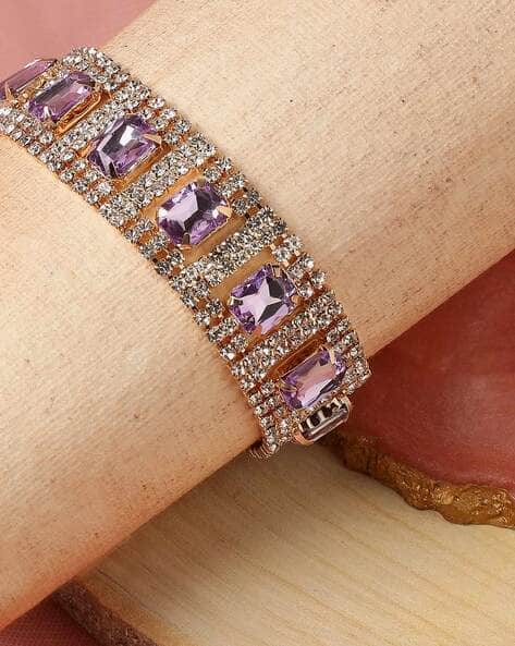 Gold-Plated Stone-Studded Link Bracelet