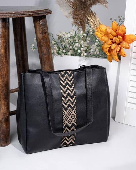 Women Aztec Print Panel Tote Bag