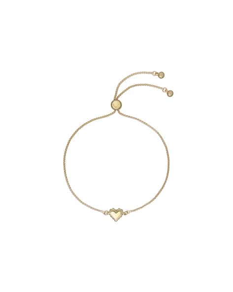 Gold-Plated Sarsah Sparkle Heart Charm Link Bracelet