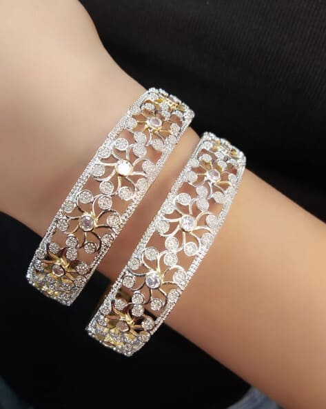 Set of 2 American Diamond-Studded Bangles