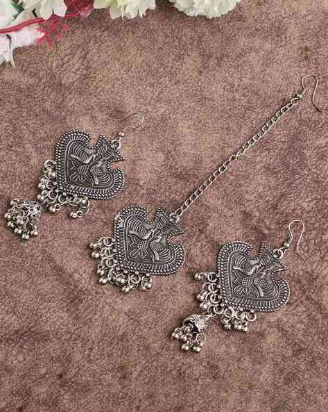 Handcrafted Ghungroo Earrings & Maangtika Set