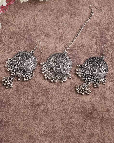 Handcrafted Ghungroo Earrings & Maangtika Set