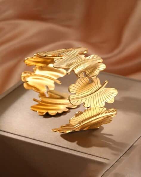 Women Gold-Plated Geometric Big Statement Cuff Bracelet