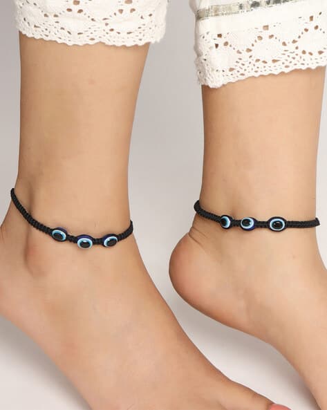 Beaded Evil Eye Thread Anklet
