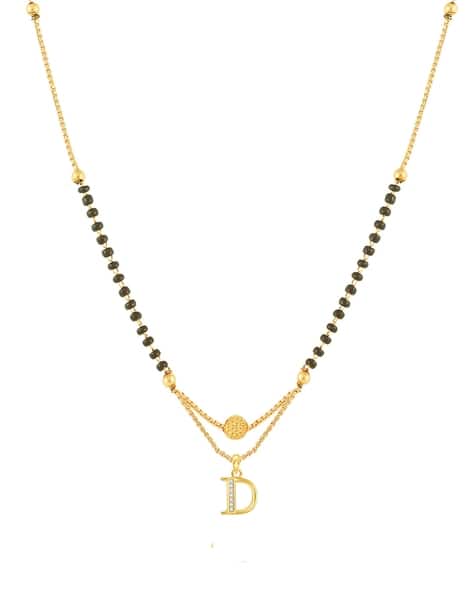 American Diamond-Studded Mangalsutra with Alphabet D Pendant