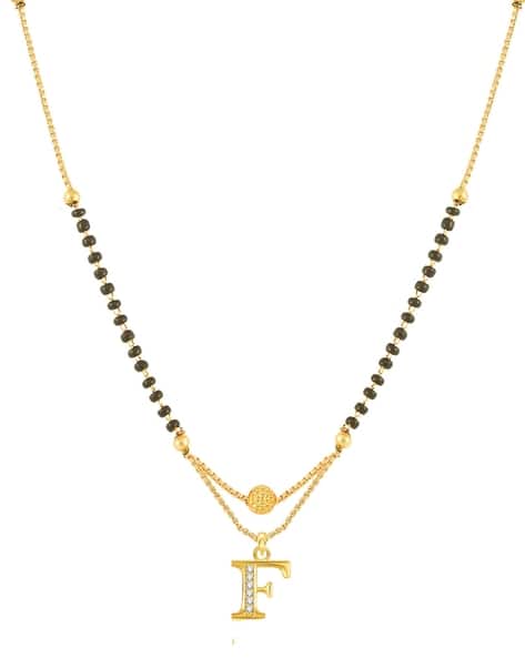 Alphabet F Beaded Pendant Mangalsutra