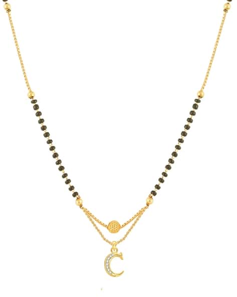 American Diamond-Studded Mangalsutra with Alphabet C Pendant