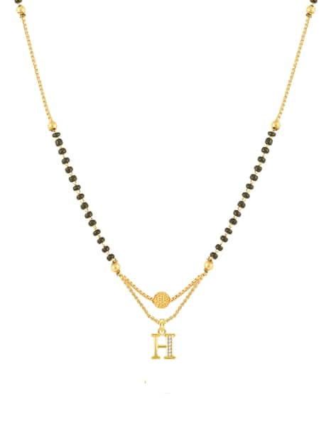 American Diamond-Studded Mangalsutra with Alphabet H Pendant
