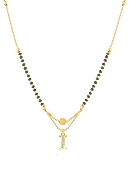 American Diamond-Studded Mangalsutra with Alphabet I Pendant