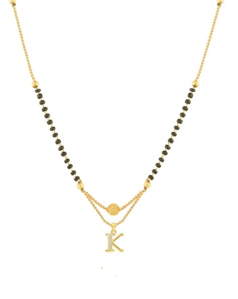 American Diamond-Studded Mangalsutra with Alphabet K Pendant