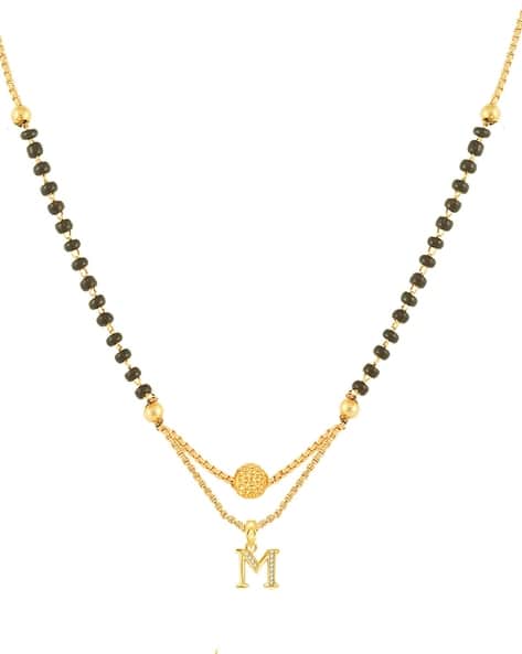 American Diamond-Studded Mangalsutra with Alphabet M Pendant