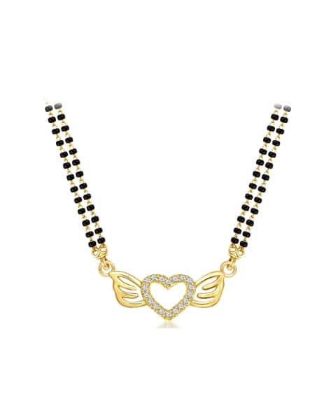 American Diamond-Studded Mangalsutra with Heart Pendant