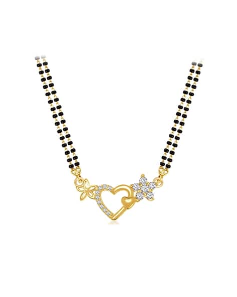American Diamond-Studded Mangalsutra with Heart Pendant