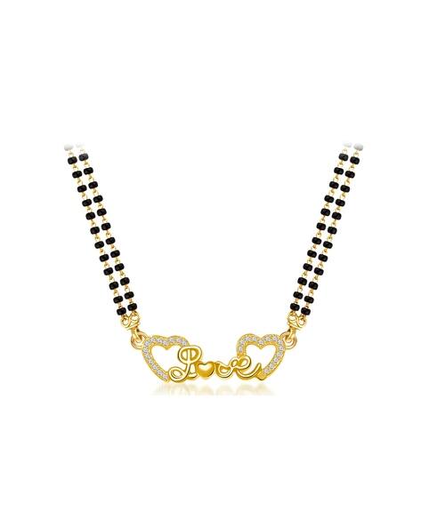American Diamond-Studded Mangalsutra with Love Heart Pendant