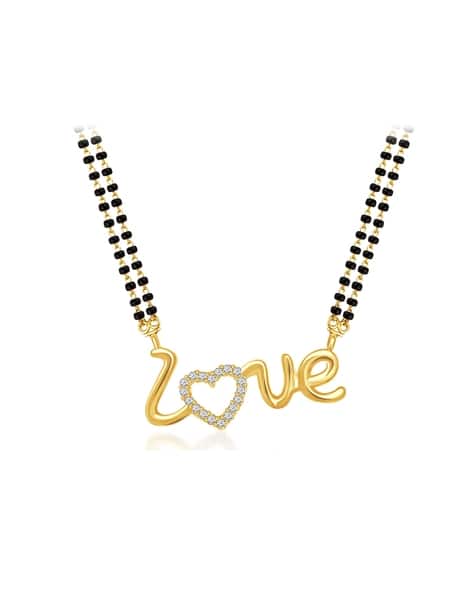 American Diamond-Studded Mangalsutra with Love Heart Pendant
