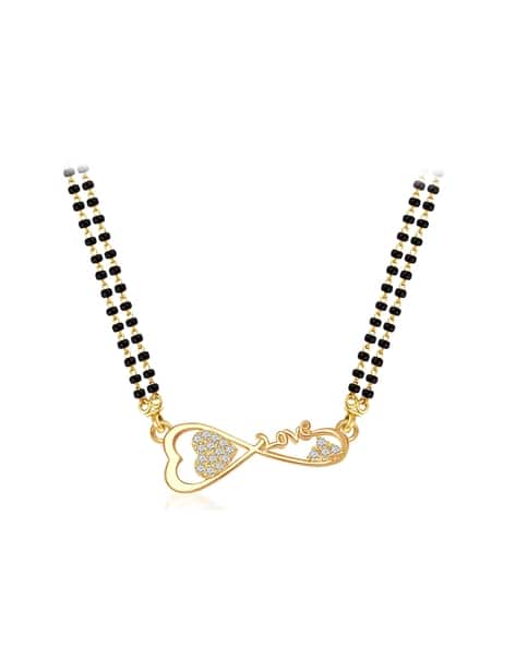 American Diamond-Studded Mangalsutra with Love Heart Pendant