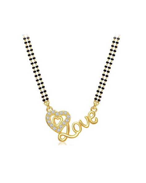 American Diamond-Studded Mangalsutra with Love Heart Pendant