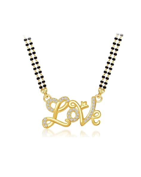 American Diamond-Studded Mangalsutra with Love Pendant