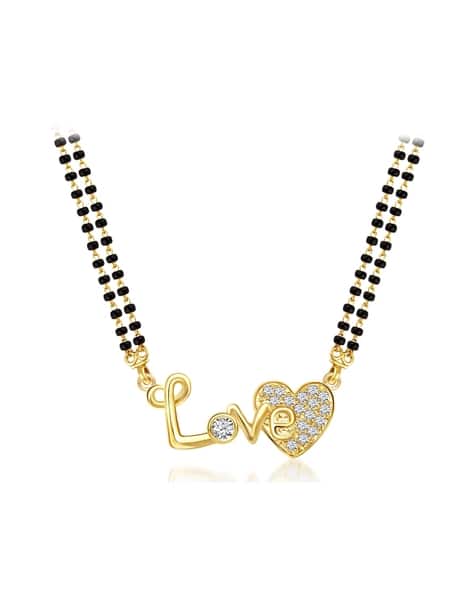 American Diamond-Studded Mangalsutra with Love Pendant