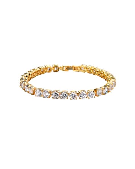 Crystal Studded Gold-Toned Tennis Bracelet