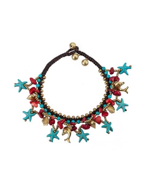 Beach Theme Charms Beaded Anklet