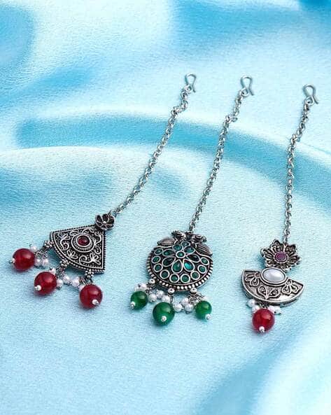 Set of 3 Oxidised Silver-Plated Maangtika